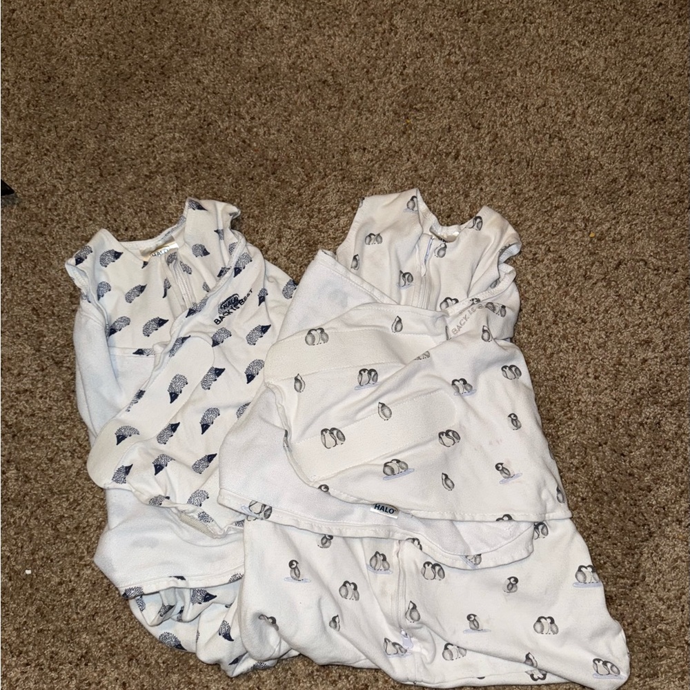 Halo Sleep Sack Swaddles with Penguin and Hedgehog design